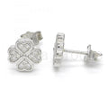 Bruna Brooks Sterling Silver 02.336.0040 Stud Earring, with White Cubic Zirconia, Polished Finish, Rhodium Tone