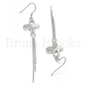Sterling Silver 02.183.0032 Long Earring, Butterfly Design, with White Cubic Zirconia, Polished Finish, Rhodium Tone