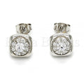 Sterling Silver 02.285.0020 Stud Earring, with White Cubic Zirconia, Polished Finish, Rhodium Tone