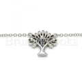 Sterling Silver Fancy Necklace, Tree Design, with Crystal, Rhodium Tone