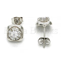 Sterling Silver 02.285.0020 Stud Earring, with White Cubic Zirconia, Polished Finish, Rhodium Tone