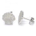 Bruna Brooks Sterling Silver 02.336.0087 Stud Earring, Shell Design, with White Crystal, Polished Finish, Rhodium Tone