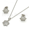 Sterling Silver 10.174.0184 Earring and Pendant Adult Set, with White Micro Pave, Polished Finish, Rhodium Tone