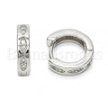 Bruna Brooks Sterling Silver 02.174.0048.15 Huggie Hoop, with White Cubic Zirconia, Polished Finish, Rhodium Tone