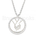 Bruna Brooks Sterling Silver 04.336.0186.16 Fancy Necklace, with White Cubic Zirconia, Polished Finish, Rhodium Tone