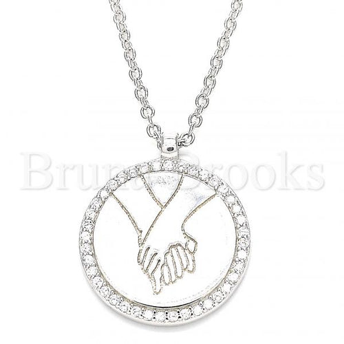 Bruna Brooks Sterling Silver 04.336.0186.16 Fancy Necklace, with White Cubic Zirconia, Polished Finish, Rhodium Tone
