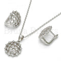 Sterling Silver 10.175.0044 Earring and Pendant Adult Set, with White Cubic Zirconia, Polished Finish, Rhodium Tone