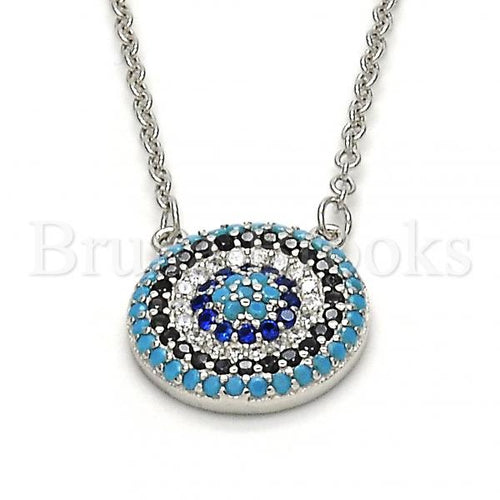 Bruna Brooks Sterling Silver 04.336.0068.16 Fancy Necklace, with Multicolor Micro Pave, Polished Finish, Rhodium Tone