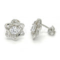 Bruna Brooks Sterling Silver 02.285.0070 Stud Earring, with White Cubic Zirconia, Polished Finish,