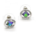 Rhodium Plated Stud Earring, with Swarovski Crystals and Crystal, Rhodium Tone