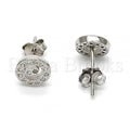 Sterling Silver 02.290.0027 Stud Earring, with White Micro Pave, Polished Finish, Rhodium Tone