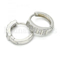 Sterling Silver 02.175.0175.15 Huggie Hoop, with White Micro Pave, Polished Finish, Rhodium Tone