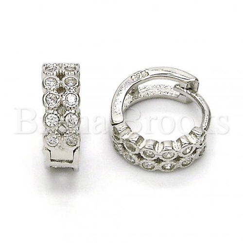 Bruna Brooks Sterling Silver 02.175.0092.10 Huggie Hoop, with White Cubic Zirconia, Polished Finish, Rhodium Tone