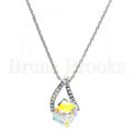 Rhodium Plated Fancy Necklace, with Swarovski Crystals, Rhodium Tone