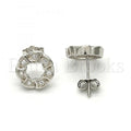 Sterling Silver 02.175.0058 Stud Earring, with White Micro Pave, Polished Finish, Rhodium Tone