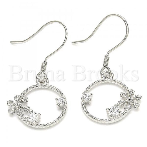 Bruna Brooks Sterling Silver 02.366.0013 Dangle Earring, with White Cubic Zirconia, Polished Finish, Rhodium Tone