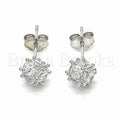 Sterling Silver 02.367.0007 Stud Earring, with White Cubic Zirconia, Polished Finish, Rhodium Tone