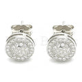 Sterling Silver Stud Earring, with Micro Pave, Rhodium Tone