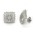 Bruna Brooks Sterling Silver 02.175.0126 Stud Earring, with White Cubic Zirconia, Polished Finish, Rhodium Tone