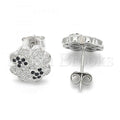 Sterling Silver 02.186.0073 Stud Earring, with Black and White Micro Pave, Polished Finish, Rhodium Tone