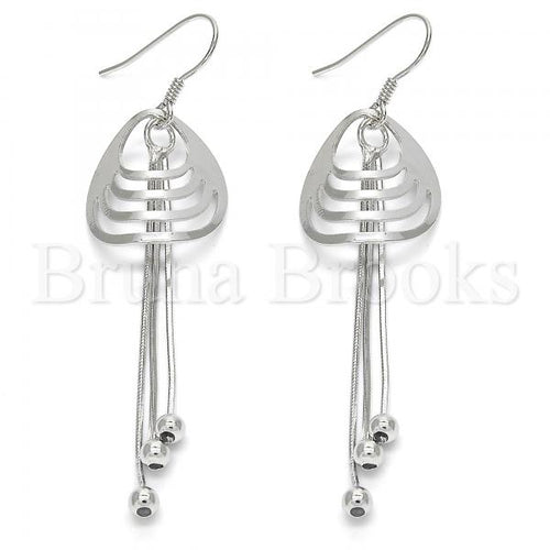 Bruna Brooks Sterling Silver 02.183.0030 Long Earring, Polished Finish, Rhodium Tone