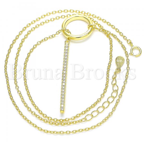 Sterling Silver 04.336.0214.2.16 Fancy Necklace, with White Crystal, Polished Finish, Golden Tone