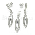 Bruna Brooks Sterling Silver 10.337.0004 Earring and Pendant Adult Set, with White Micro Pave, Polished Finish, Rhodium Tone