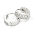 Sterling Silver 02.175.0136.12 Huggie Hoop, with White Micro Pave, Polished Finish, Rhodium Tone