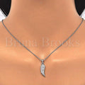 Sterling Silver 05.336.0025 Fancy Pendant, with White Crystal, Polished Finish, Rhodium Tone
