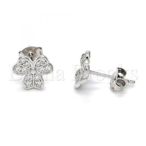 Bruna Brooks Sterling Silver 02.292.0015 Stud Earring, with White Micro Pave, Polished Finish, Rhodium Tone