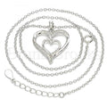 Sterling Silver 04.336.0132.16 Fancy Necklace, Heart Design, with White Micro Pave, Polished Finish, Rhodium Tone