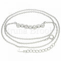 Sterling Silver Fancy Necklace, with Cubic Zirconia, Rhodium Tone