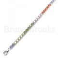 Sterling Silver 03.332.0003.07 Tennis Bracelet, with Multicolor Crystal, Polished Finish, Rhodium Tone