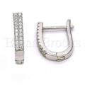 Bruna Brooks Sterling Silver 02.286.0009.10 Huggie Hoop, with White Cubic Zirconia, Polished Finish, Rhodium Tone