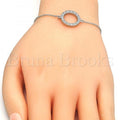 Sterling Silver Fancy Bracelet, with Cubic Zirconia, Rhodium Tone