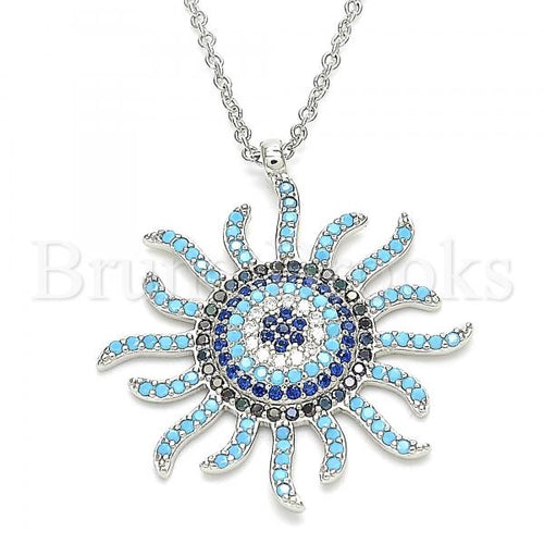 Bruna Brooks Sterling Silver 04.336.0227.16 Fancy Necklace, with Multicolor Micro Pave, Polished Finish, Rhodium Tone