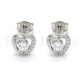 Sterling Silver 02.285.0061 Stud Earring, Heart Design, with White Cubic Zirconia, Polished Finish,