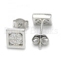 Sterling Silver 02.336.0054 Stud Earring, with White Micro Pave, Polished Finish, Rhodium Tone