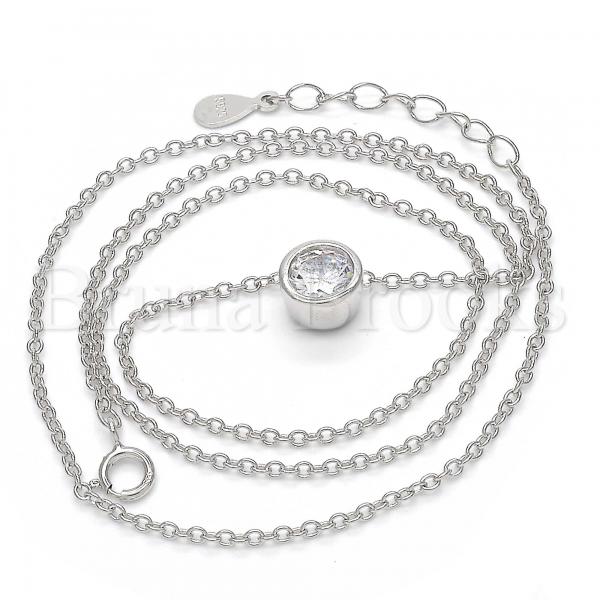 Sterling Silver 04.336.0001.16 Fancy Necklace, with White Cubic Zirconia, Polished Finish, Rhodium Tone