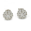 Sterling Silver 02.285.0004 Stud Earring, Flower Design, with White Cubic Zirconia, Polished Finish, Rhodium Tone