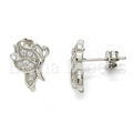 Bruna Brooks Sterling Silver 02.175.0059 Stud Earring, Butterfly Design, with White Micro Pave, Polished Finish, Rhodium Tone