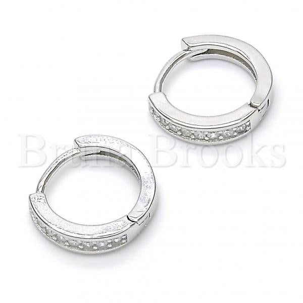 Sterling Silver 02.332.0006.12 Huggie Hoop, with White Micro Pave, Polished Finish, Rhodium Tone