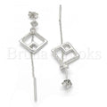 Sterling Silver 02.186.0086 Long Earring, with White Micro Pave, Polished Finish, Rhodium Tone
