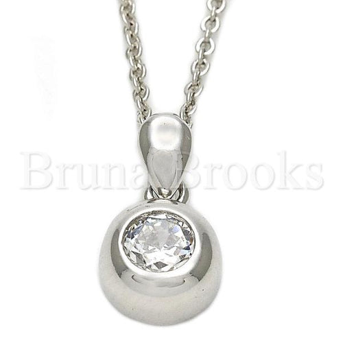 Bruna Brooks Sterling Silver 10.174.0145.18 Fancy Necklace, with White Cubic Zirconia, Polished Finish, Silver Tone