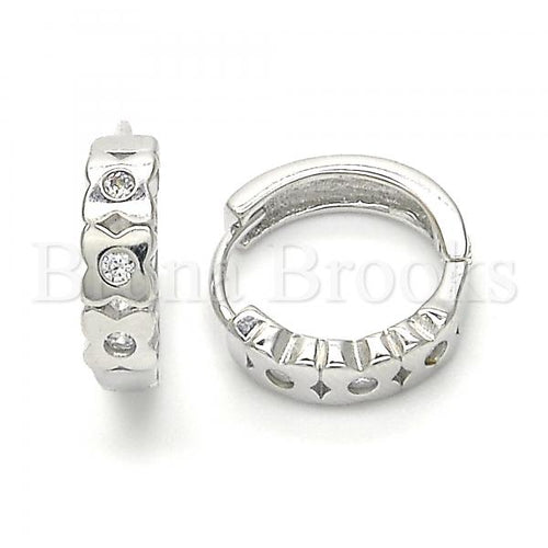 Bruna Brooks Sterling Silver 02.332.0009.15 Huggie Hoop, with White Cubic Zirconia, Polished Finish, Rhodium Tone