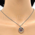 Rhodium Plated 04.26.0022.16 Fancy Necklace, with  Swarovski Crystals and White Crystal, Polished Finish, Rhodium Tone