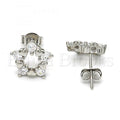 Sterling Silver 02.285.0027 Stud Earring, Star and Heart Design, with White Cubic Zirconia, Polished Finish, Rhodium Tone