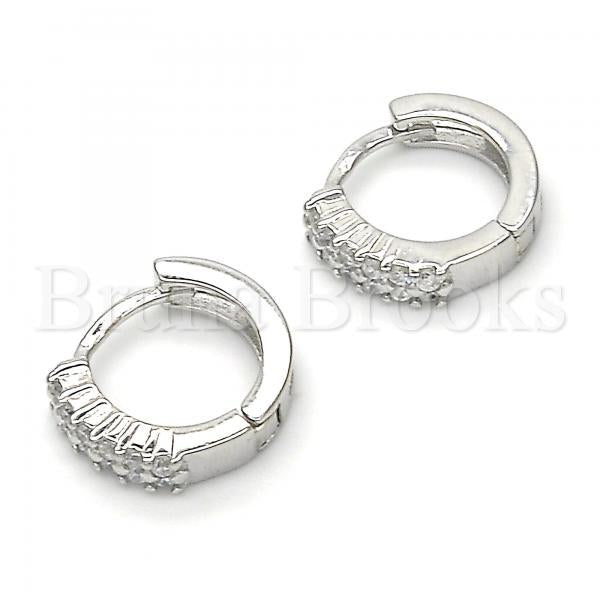 Sterling Silver 02.332.0014.12 Huggie Hoop, with White Cubic Zirconia, Polished Finish, Rhodium Tone