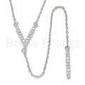 Sterling Silver Fancy Necklace, with Micro Pave, Rhodium Tone