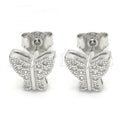 Sterling Silver 02.336.0063 Stud Earring, Butterfly Design, with White Micro Pave, Polished Finish, Rhodium Tone